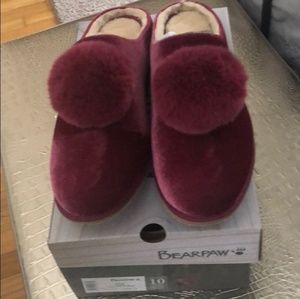 Bearpaw pom pom slippers